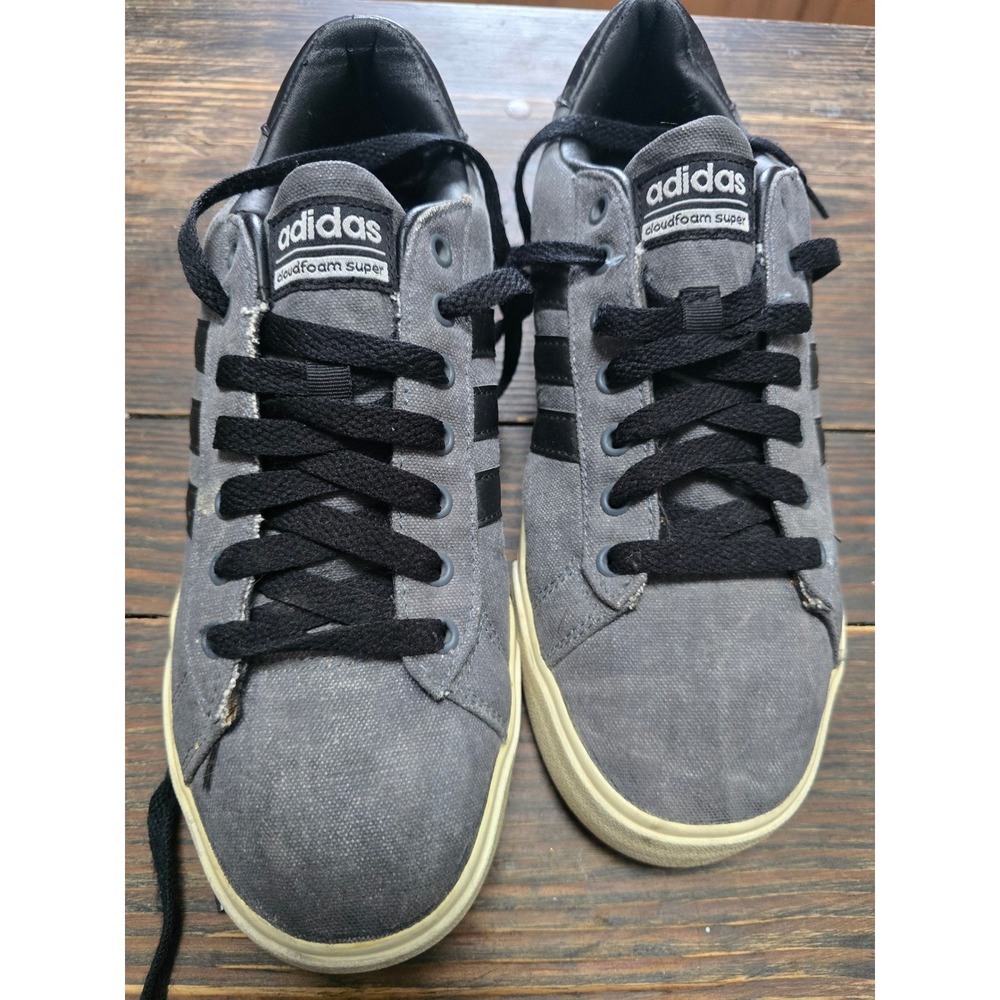 Adidas Neo Daily Grey Black Canvas Cloudfoam Super Sneakers AW4314 Mens Size 7 - Picture 2 of 6
